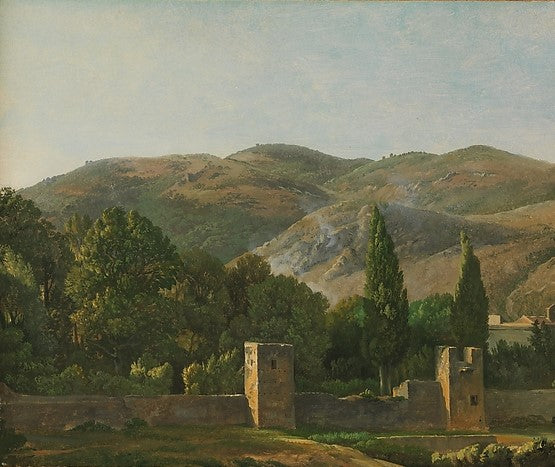 Fortified Wall, Italy, vintage artwork by Simon Denis, 12x8" (A4) Poster