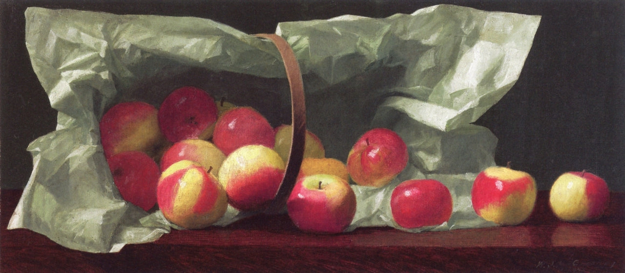 Apples in a Basket, vintage artwork by William Joseph McCloskey, 12x8" (A4) Poster
