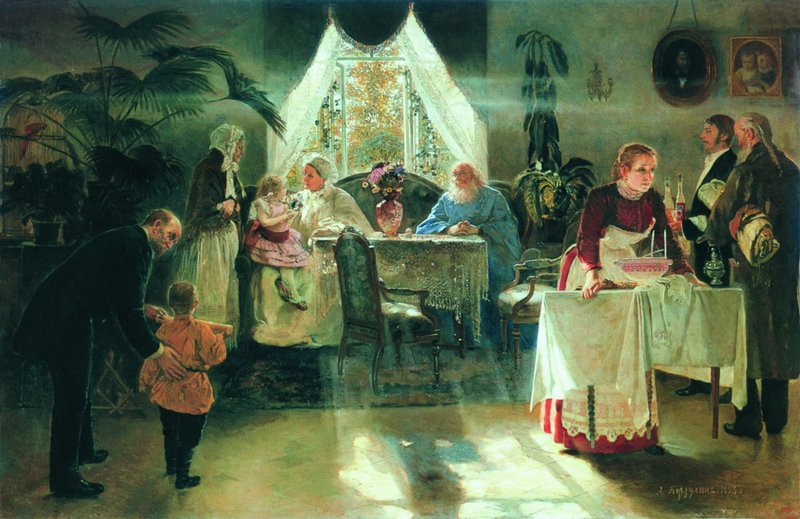 Grandmother's Holiday, vintage artwork by Alexei Korzukhin, 12x8" (A4) Poster