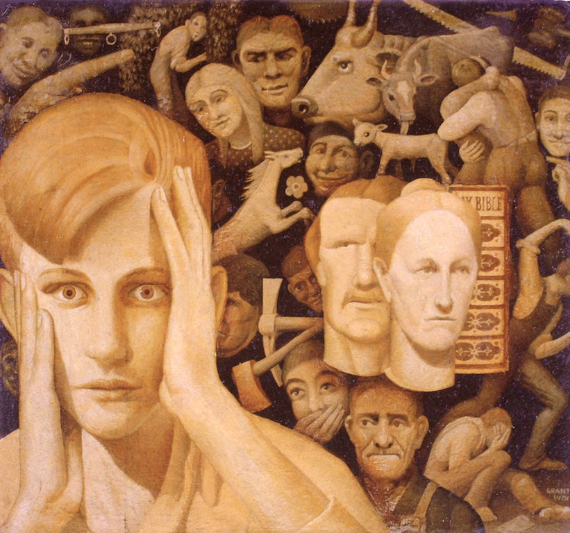In Tragic Life, vintage artwork by Grant Wood, 12x8" (A4) Poster