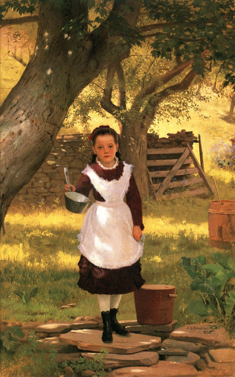 Girl with a Dipper, vintage artwork by John George Brown, 12x8" (A4) Poster