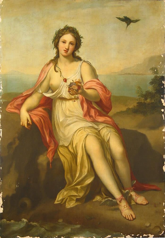 Female Allegorical Figure, vintage artwork by Anton Raphael Mengs, 12x8" (A4) Poster