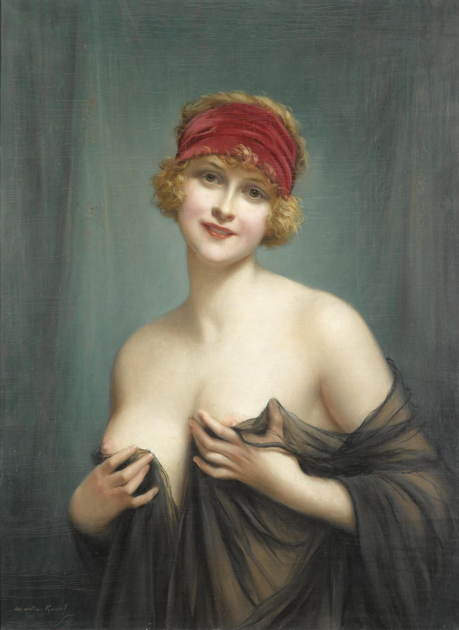 Young Woman in a Negligee by Franaois Martin-Kavel,A3(16x12")Poster