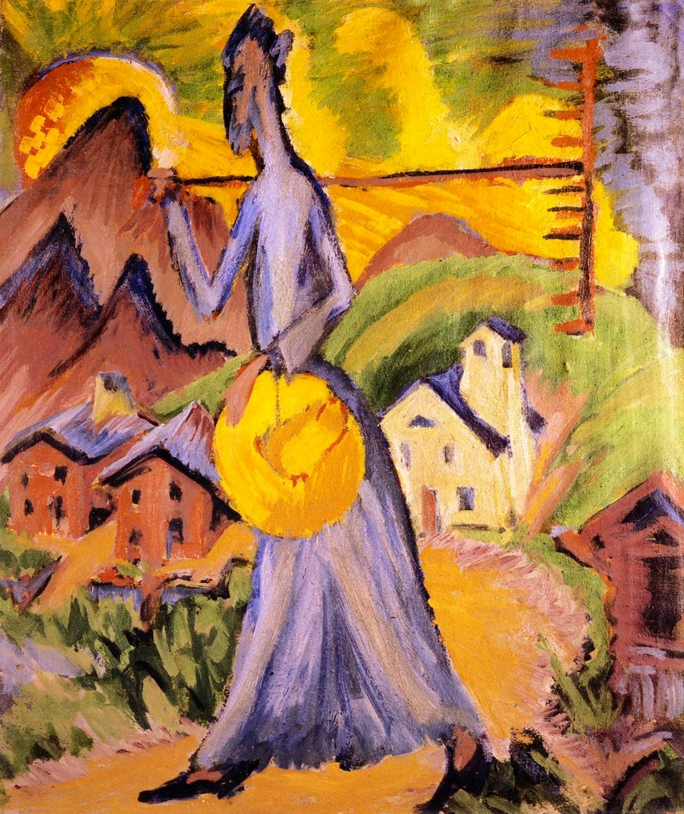 Alpine Life, Triptych (right panel), vintage artwork by Ernst Ludwig Kirchner, 12x8" (A4) Poster