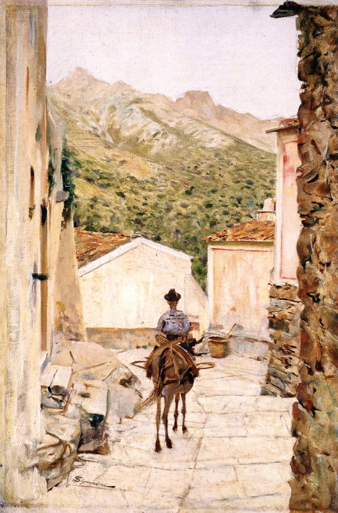 Una via di Poggio all'isola d'Elba, vintage artwork by Telemaco Signorini, 12x8" (A4) Poster