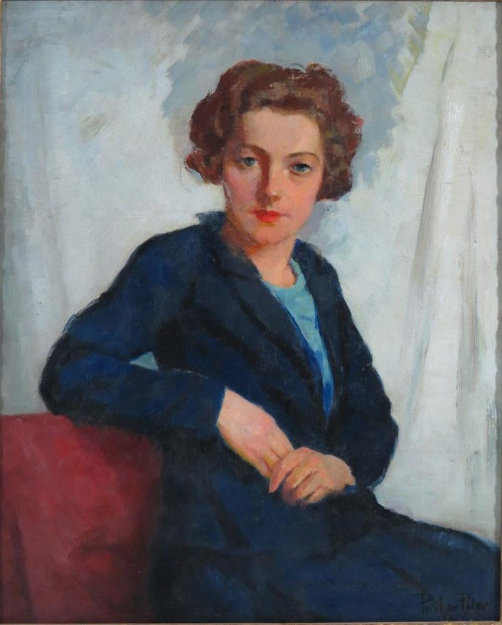 ortrait of a Woman in a Blue Suit by Pauline Lennards Palmer,A3(16x12")Poster