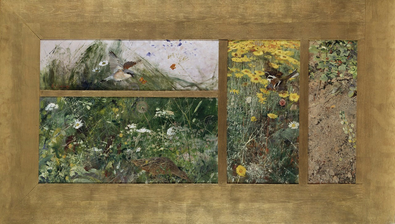 e, Corncrake, Chaffinches, Willow Warbler by Bruno Liljefors,A3(16x12")Poster