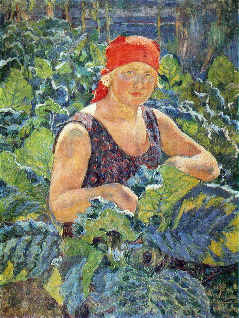 Girl on the tobacco plantation, vintage artwork by Ilya Mashkov, 12x8" (A4) Poster