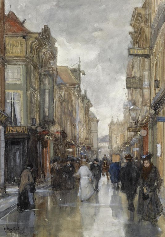 A View of the Spuistraat, The Hague, vintage artwork by Floris Arntzenius, 12x8" (A4) Poster
