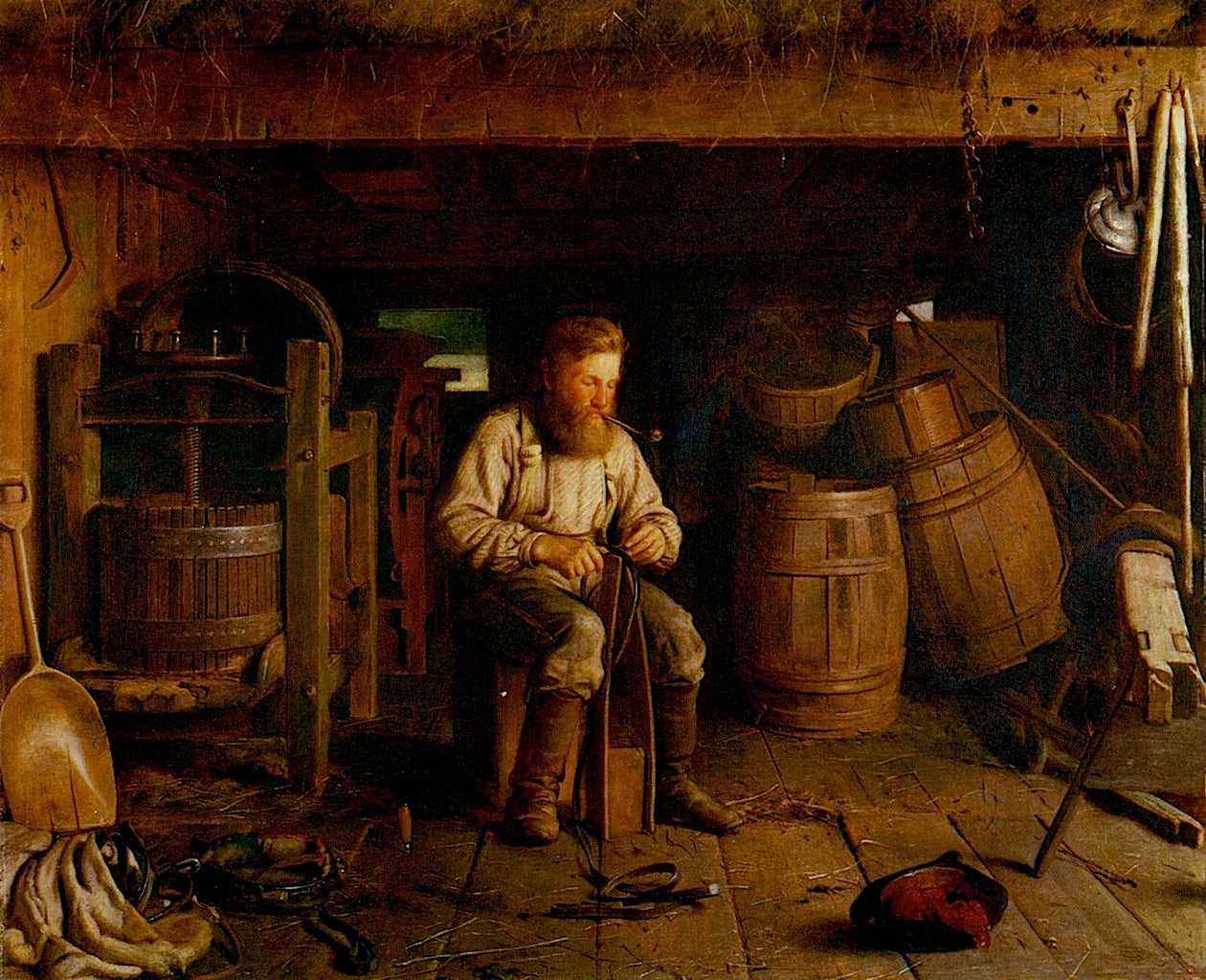 Utilizing a Spare Moment, vintage artwork by Seymour Joseph Guy, 12x8" (A4) Poster