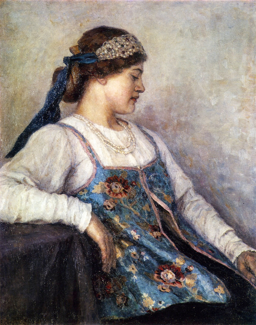 M. Matveyeva, vintage artwork by Vasili Ivanovich Surikov, 12x8" (A4) Poster