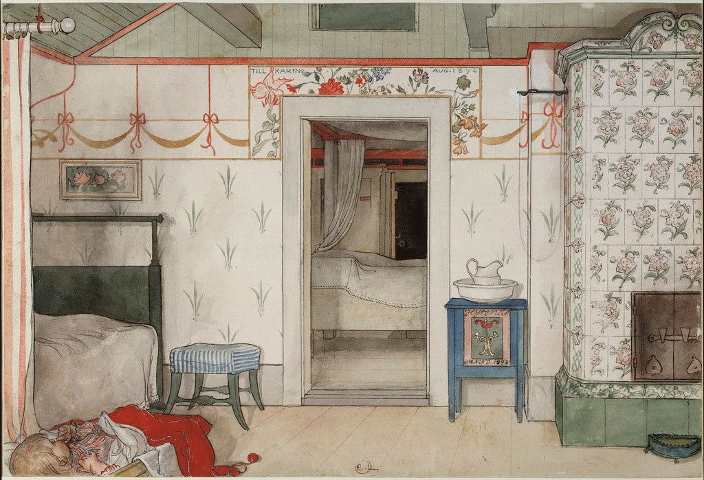 Brita's Forty Winks. From A Home, vintage artwork by Carl Larsson, 12x8" (A4) Poster