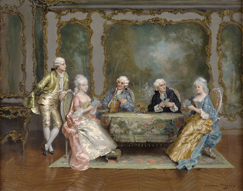 Elegant Company Playing Cards, vintage artwork by Theodore Levigne, 12x8" (A4) Poster