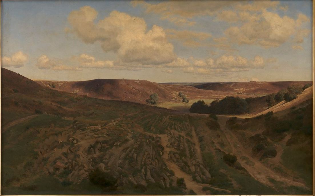 Landscape at Nejsum in Vendsyssel, vintage artwork by Janus La Cour, 12x8" (A4) Poster