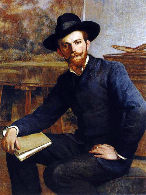 Portrait of Painter Pablo Burchard, vintage artwork by Pedro Lira, 12x8" (A4) Poster