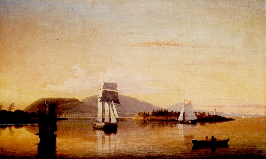 Camden Mountains from the South Entrance to Harbor, vintage artwork by Fitz Henry Lane, A3 (16x12") Poster Print