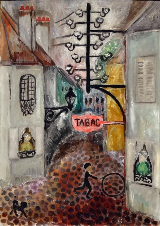 Debit de Tabac, Senlis, vintage artwork by Nils Dardel, 12x8" (A4) Poster