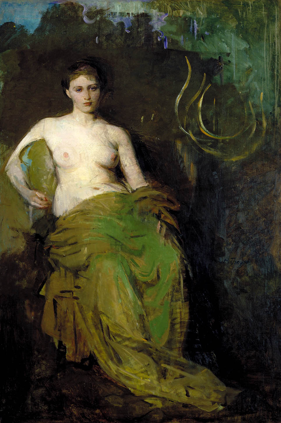 Half Draped Figure, vintage artwork by Abbott Handerson Thayer, 12x8" (A4) Poster