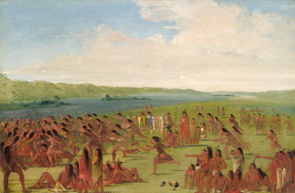 Ball-play of the Women, Prairie du Chien, vintage artwork by George Catlin, A3 (16x12") Poster Print