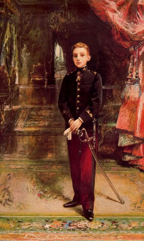 Alfonso XIII, vintage artwork by Ignacio Pinazo Camarlench, 12x8" (A4) Poster