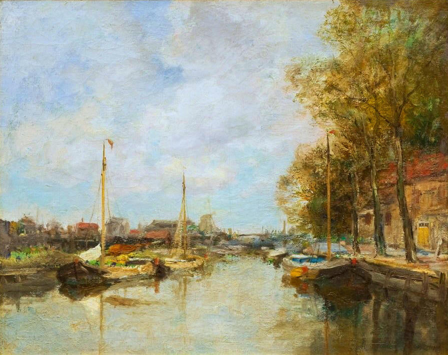 Canal near The Hague, vintage artwork by Charles Paul Gruppe, 12x8" (A4) Poster