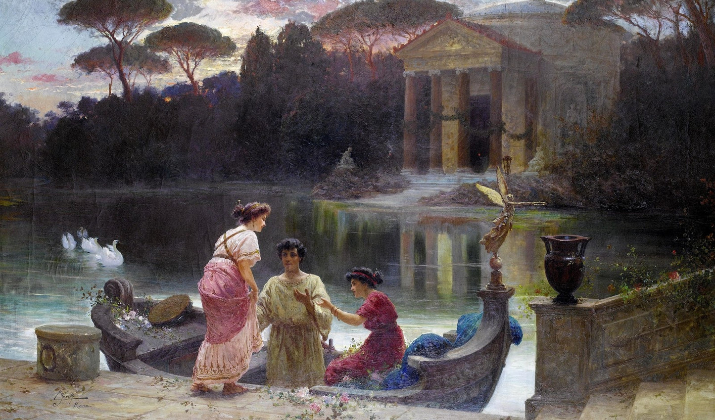 Evening at the Temple by Edouardo Ettore Forti,16x12(A3) Poster
