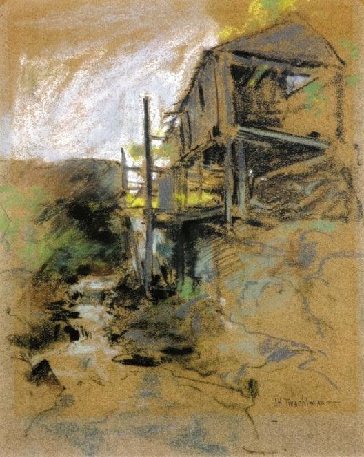 Abandoned Mill, Branchville, Connecticut, vintage artwork by John Twachtman, 12x8" (A4) Poster