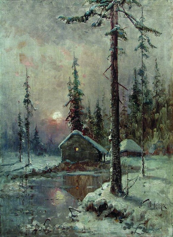 House by the River, vintage artwork by Julius Klever, 12x8" (A4) Poster
