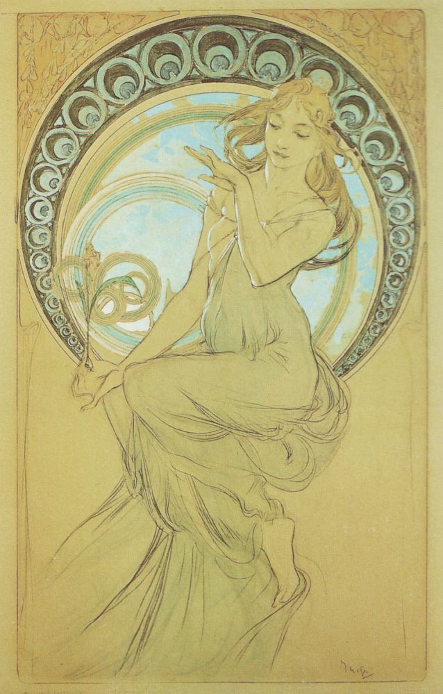 Study for Painting (The Arts) by Alfons Mucha,A3(16x12")Poster