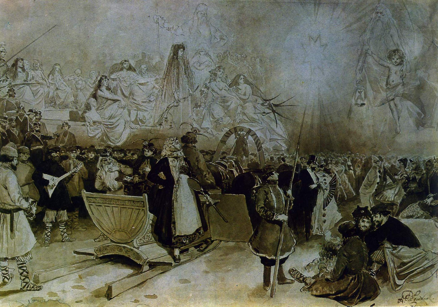 New Year Celebrations by Andrei Petrovich Riabushkin,A3(16x12")Poster