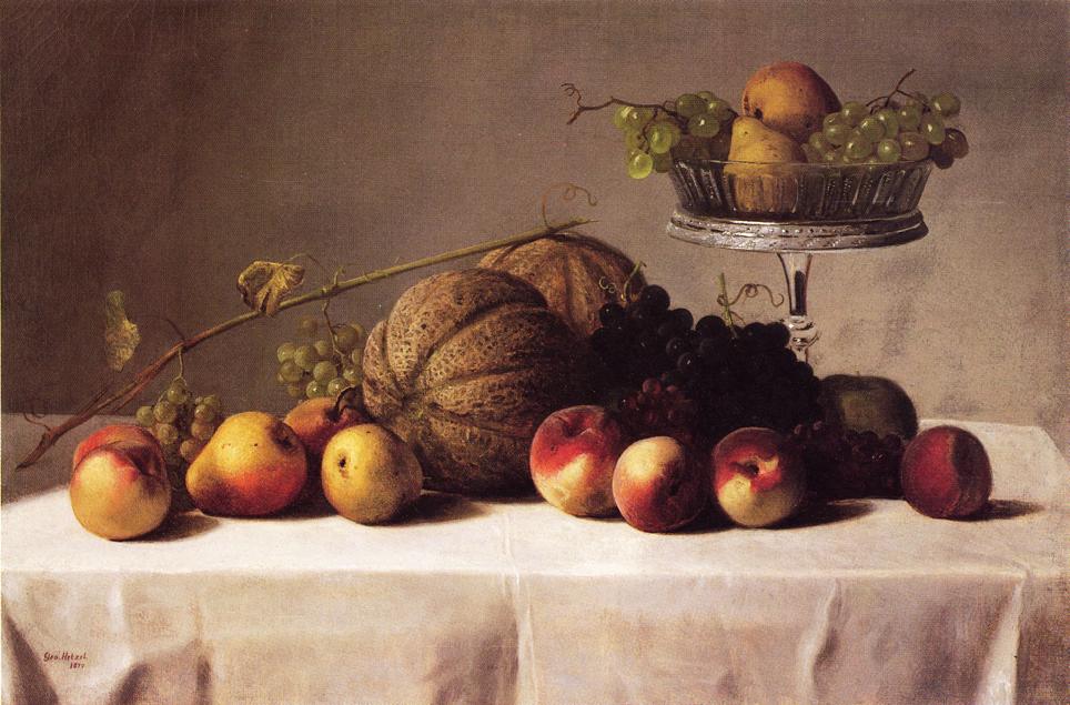 Still Life of Summer Fruit, vintage artwork by George Hetzel, 12x8" (A4) Poster