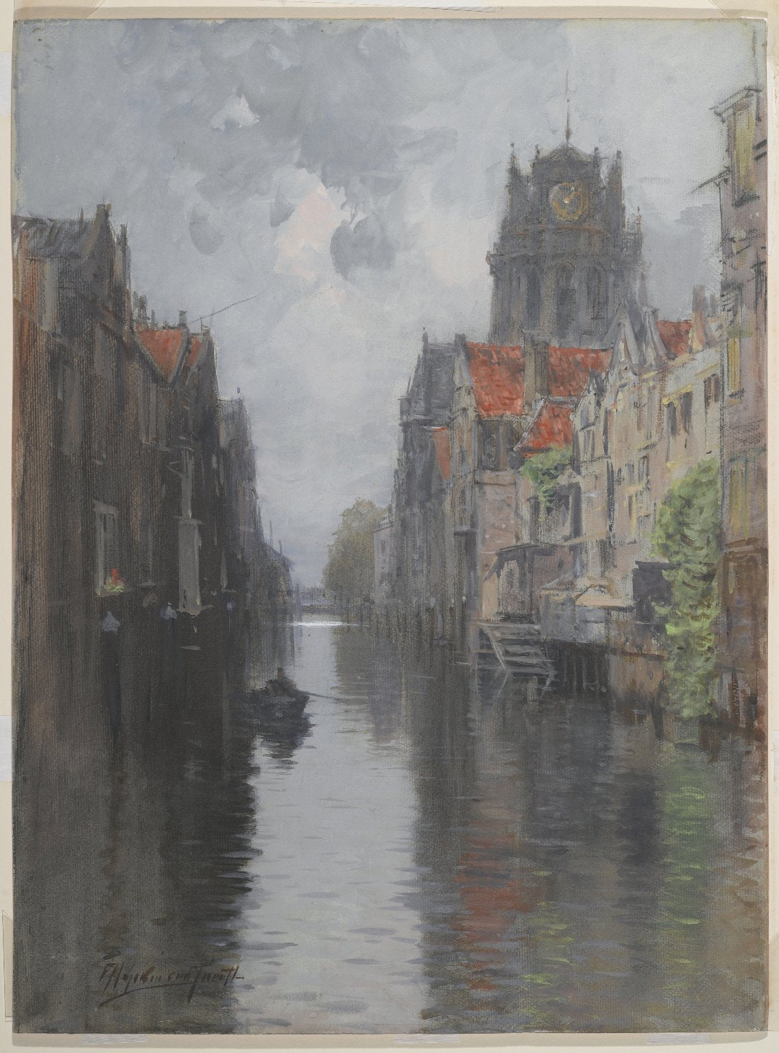 Behind the Groote Kirk, Dordrecht, vintage artwork by Francis Hopkinson Smith, 12x8" (A4) Poster