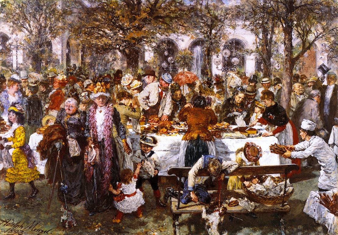 Breakfast Buffet given by a High-Class Bakery in Kissingen, vintage artwork by Adolph von Menzel, A3 (16x12") Poster Print