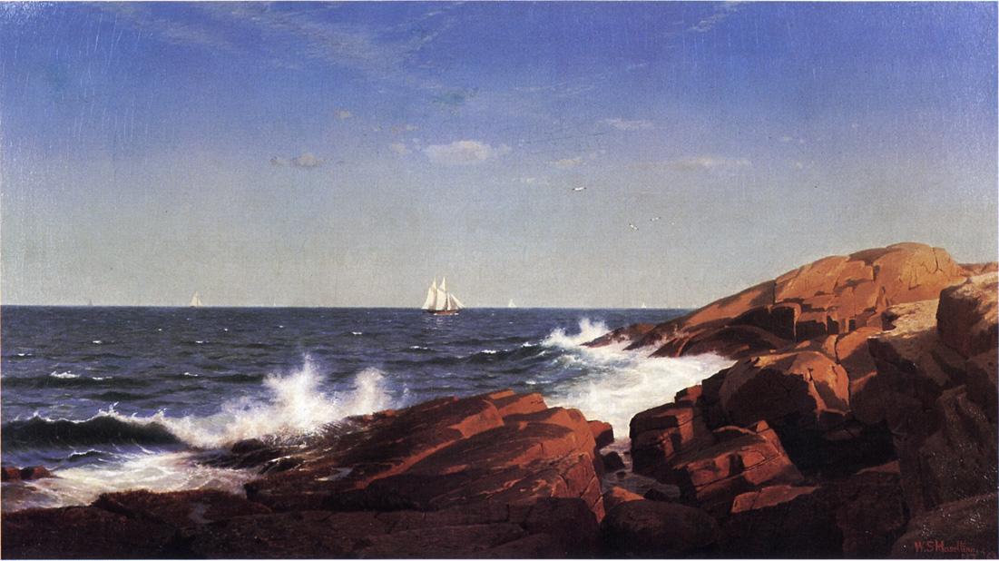Rocks at Narragansett, vintage artwork by William Stanley Haseltine, 12x8" (A4) Poster