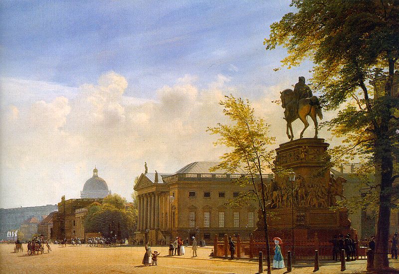 The Unter den Linden with Opera and City Palace (Detail), vintage artwork by Eduard Gaertner, A3 (16x12") Poster Print