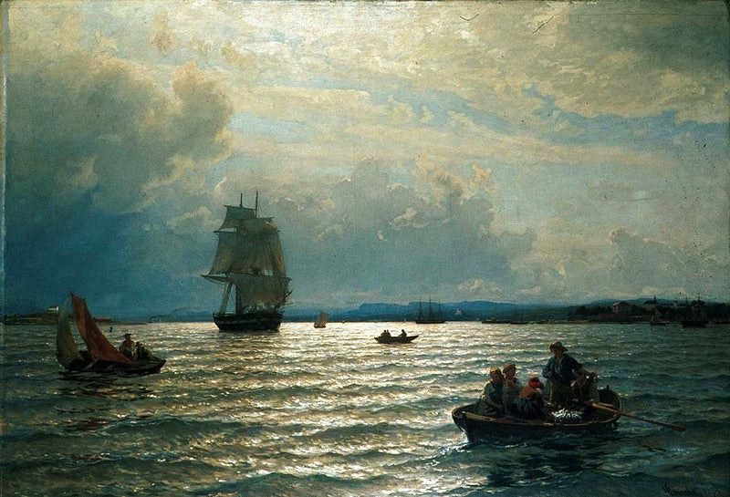 Innseilingen til Christiania, vintage artwork by Hans Gude, 12x8" (A4) Poster