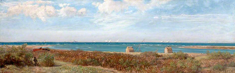 Coastal Scene, Italy, vintage artwork by Giovanni Costa, 12x8" (A4) Poster