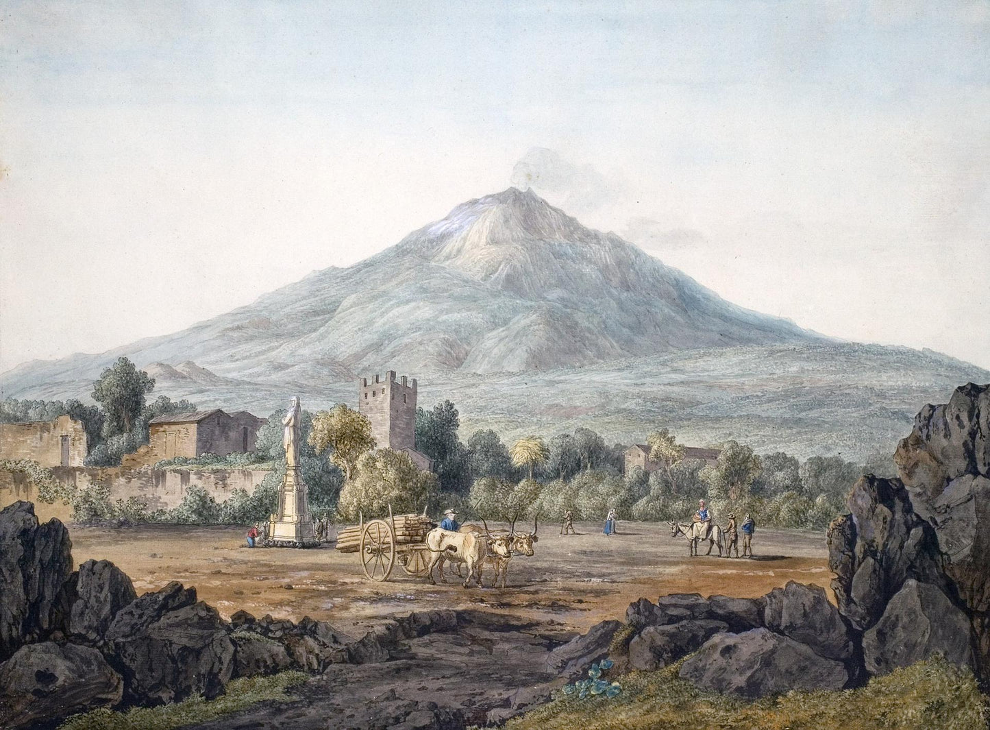 View of Mount Etna, vintage artwork by Jakob Philipp Hackert, 12x8" (A4) Poster