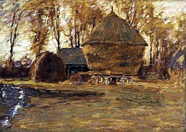 Sussex Hayricks, vintage artwork by Henry Herbert la Thangue, 12x8" (A4) Poster