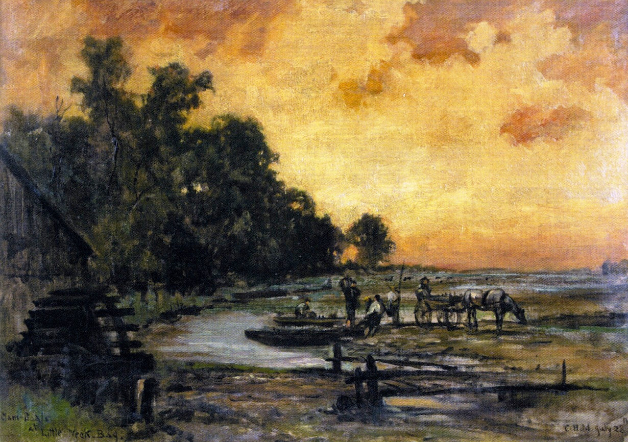 Clam Boats at Little Neck Bay, vintage artwork by Charles Henry Miller, 12x8" (A4) Poster