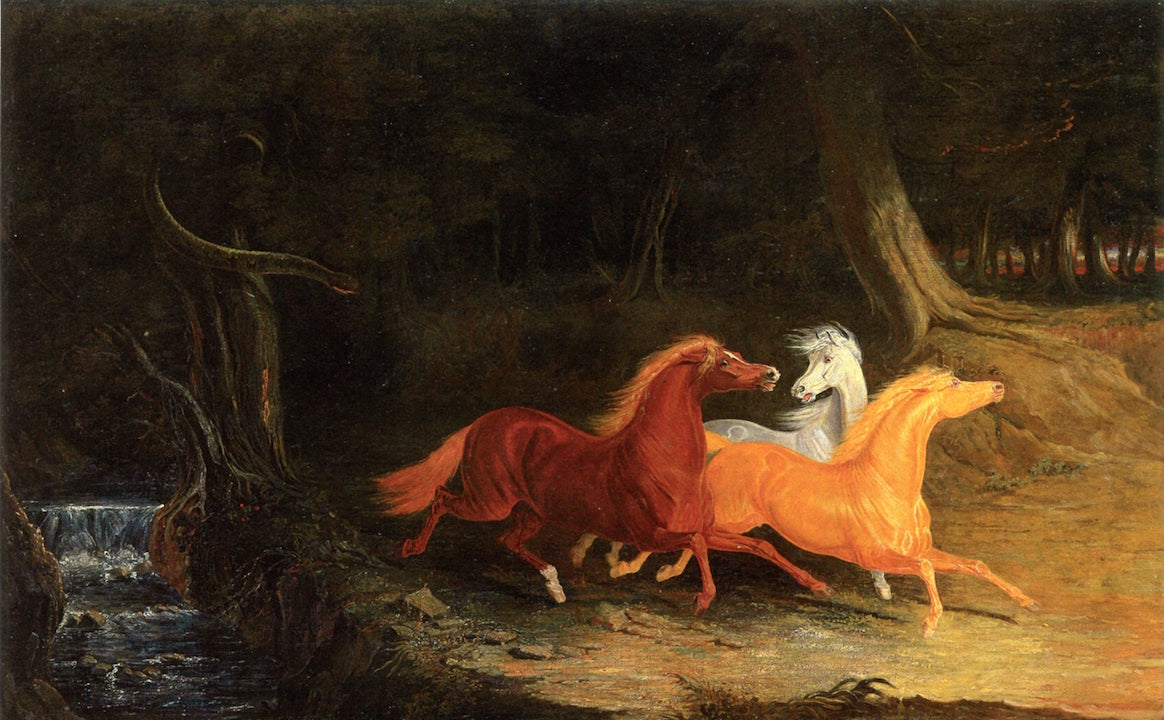 Horses Frightened by a Serpent, vintage artwork by John Frederick Herring, Sr, A3 (16x12") Poster Print