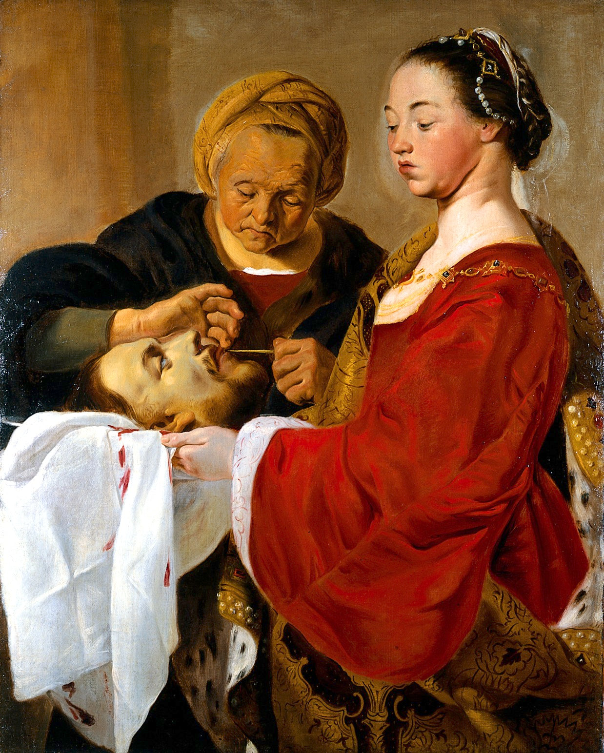Herodias mutilating St John the Baptist's head, vintage artwork by Pieter Fransz. de Grebber, 12x8" (A4) Poster