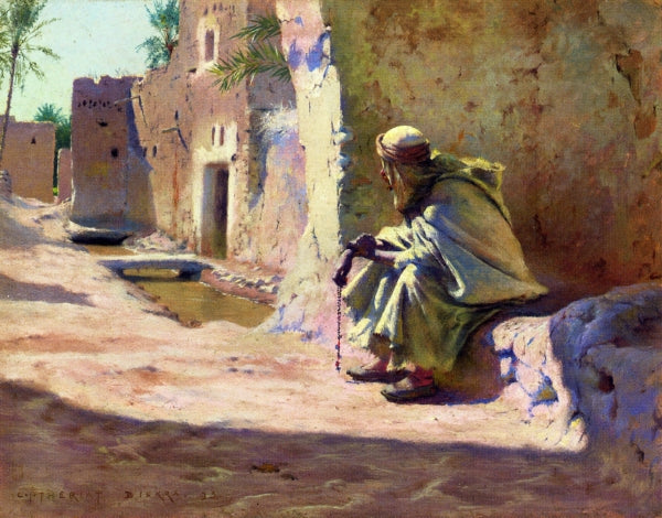 In the Shade, Biskra, vintage artwork by Charles James Theriat, 12x8" (A4) Poster