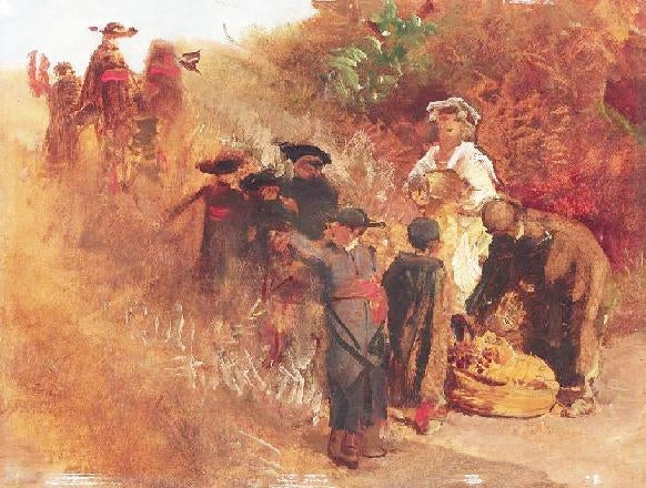 Monastary Pupils, vintage artwork by Attributed to Oswald Achenbach, 12x8" (A4) Poster