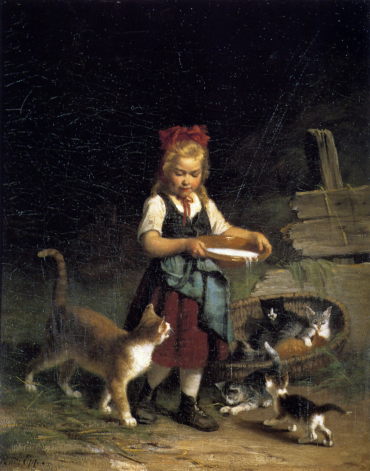 The Bowl of Milk, vintage artwork by Rudolf Epp, 12x8" (A4) Poster