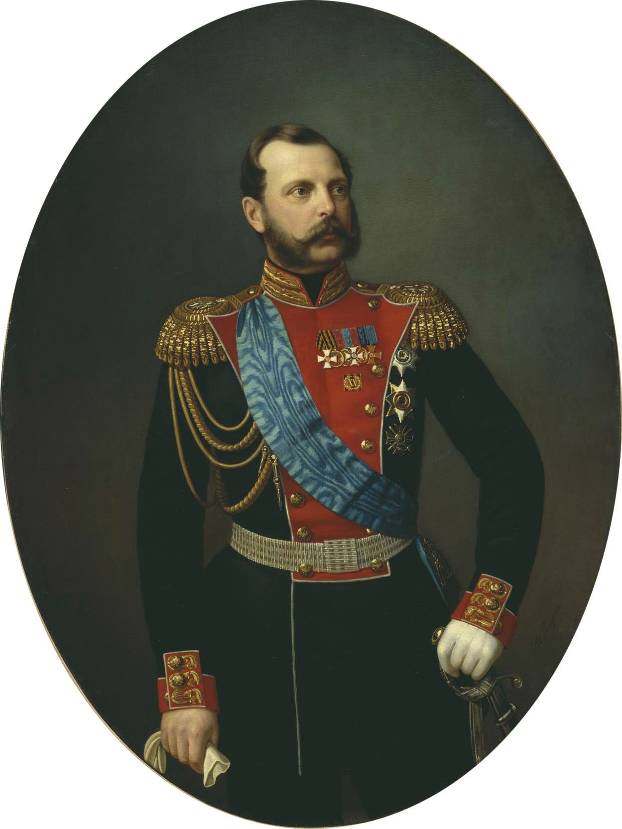 Emperor Alexander II of Russia, vintage artwork by Ivan Tyurin, 12x8" (A4) Poster