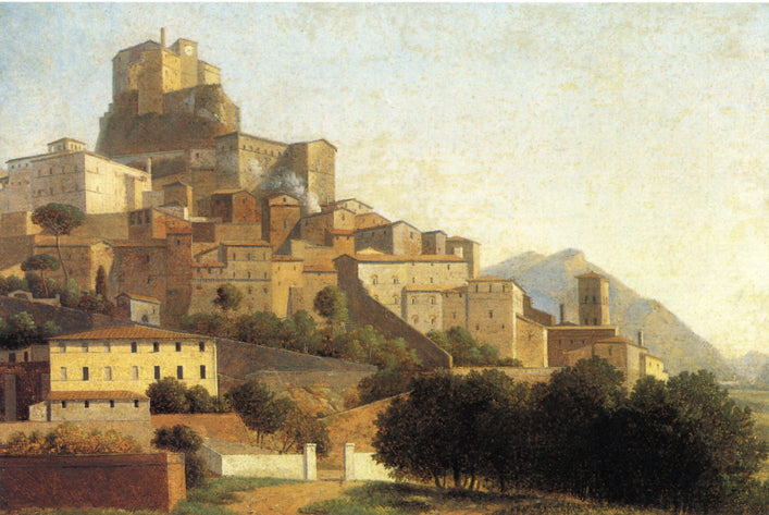 Hill Town in Italy, vintage artwork by Alexandre-Hyacinthe Dunouy, 12x8" (A4) Poster