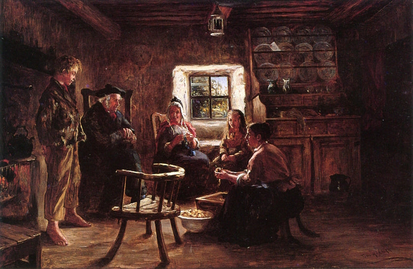 Peeling Potatoes, vintage artwork by Thomas McEwan, 12x8" (A4) Poster