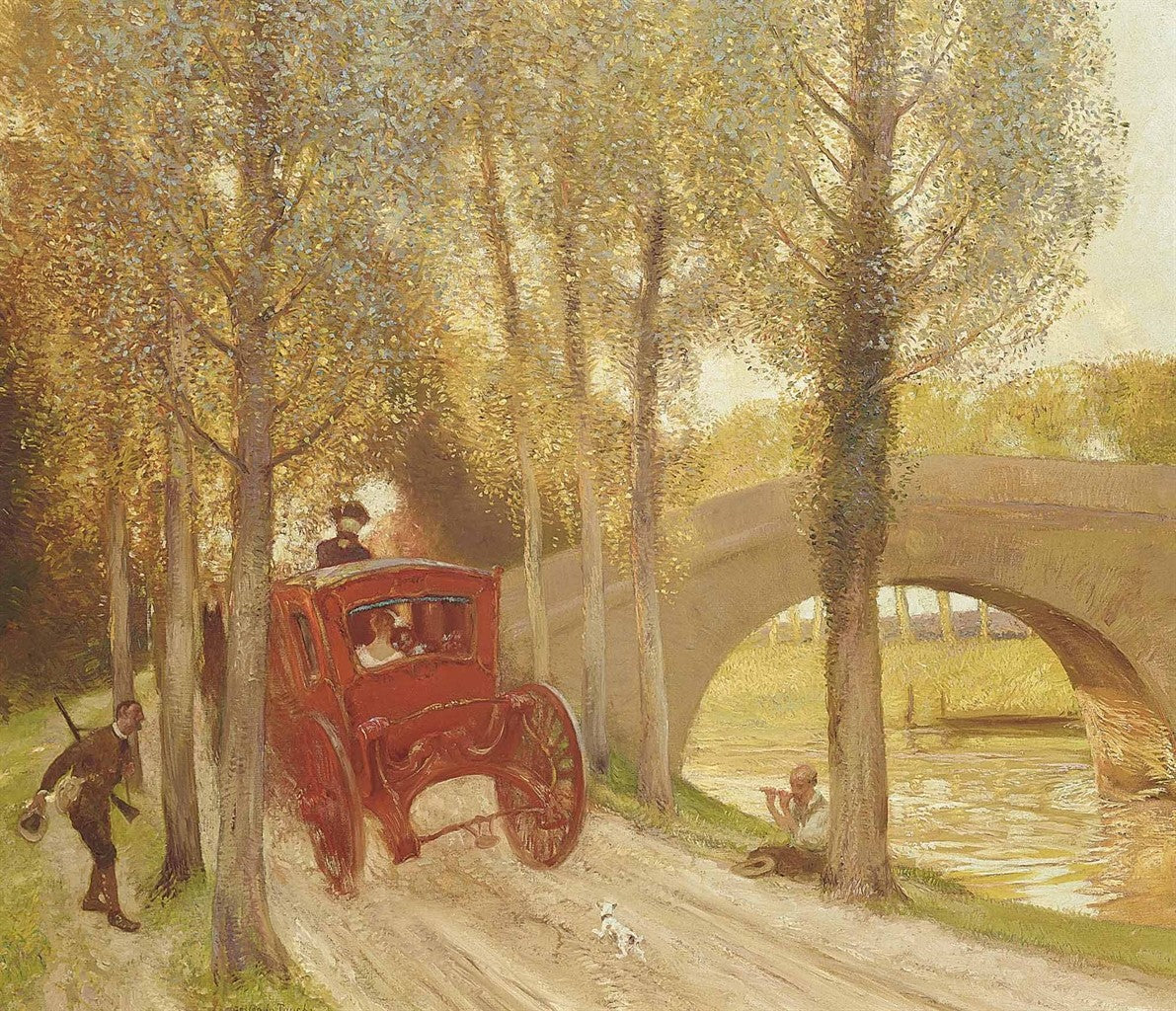 The Red Carriage, vintage artwork by Gaston La Touche, 12x8" (A4) Poster