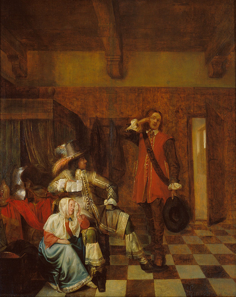 Bringer of Bad News, vintage artwork by Pieter de Hooch, 12x8" (A4) Poster